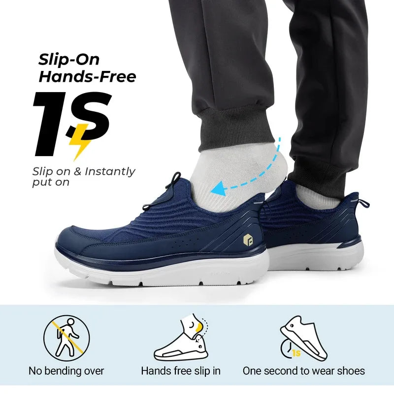 Fitville Wide Men'S Slip-On Running Shoes Lightweight Breathable Outdoor Casual Sports Walking Shoes Sneakers For Swollen Feet