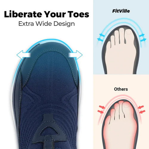 Fitville Wide Men'S Slip-On Running Shoes Lightweight Breathable Outdoor Casual Sports Walking Shoes Sneakers For Swollen Feet